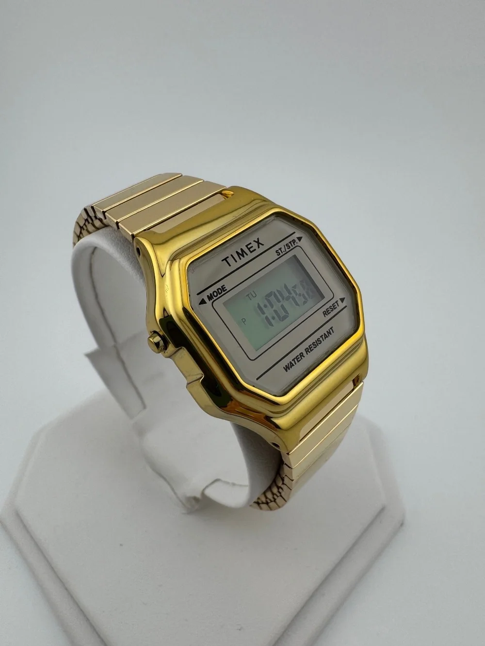 Gold Digital Watch for Women Vintage Style Stainless Steel Bracelet Alarm